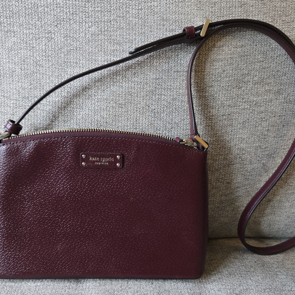 kate spade Pebbled Leather Crossbody Bag in Deep Bordeaux